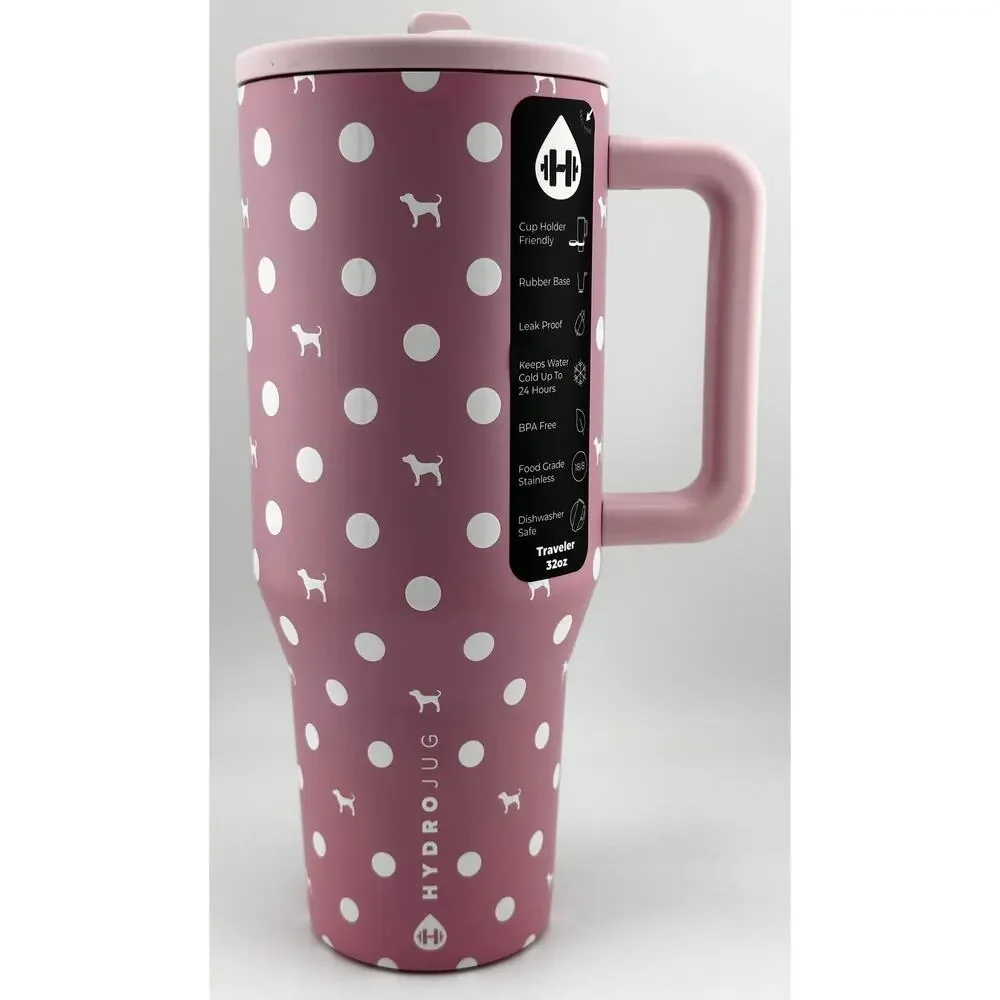 Hydrojug x VS PINK 32 oz Traveler, PINK DOT DOG